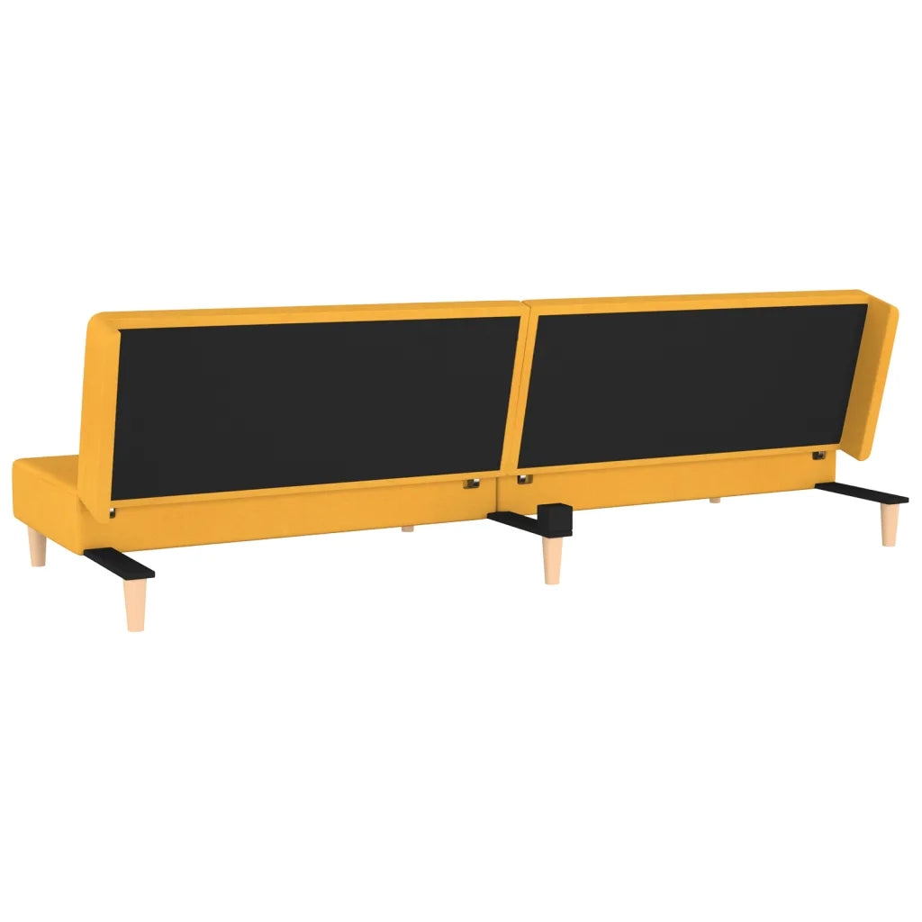 Divano Letto a 2 Posti con 2 Cuscini Giallo in Tessuto 375895