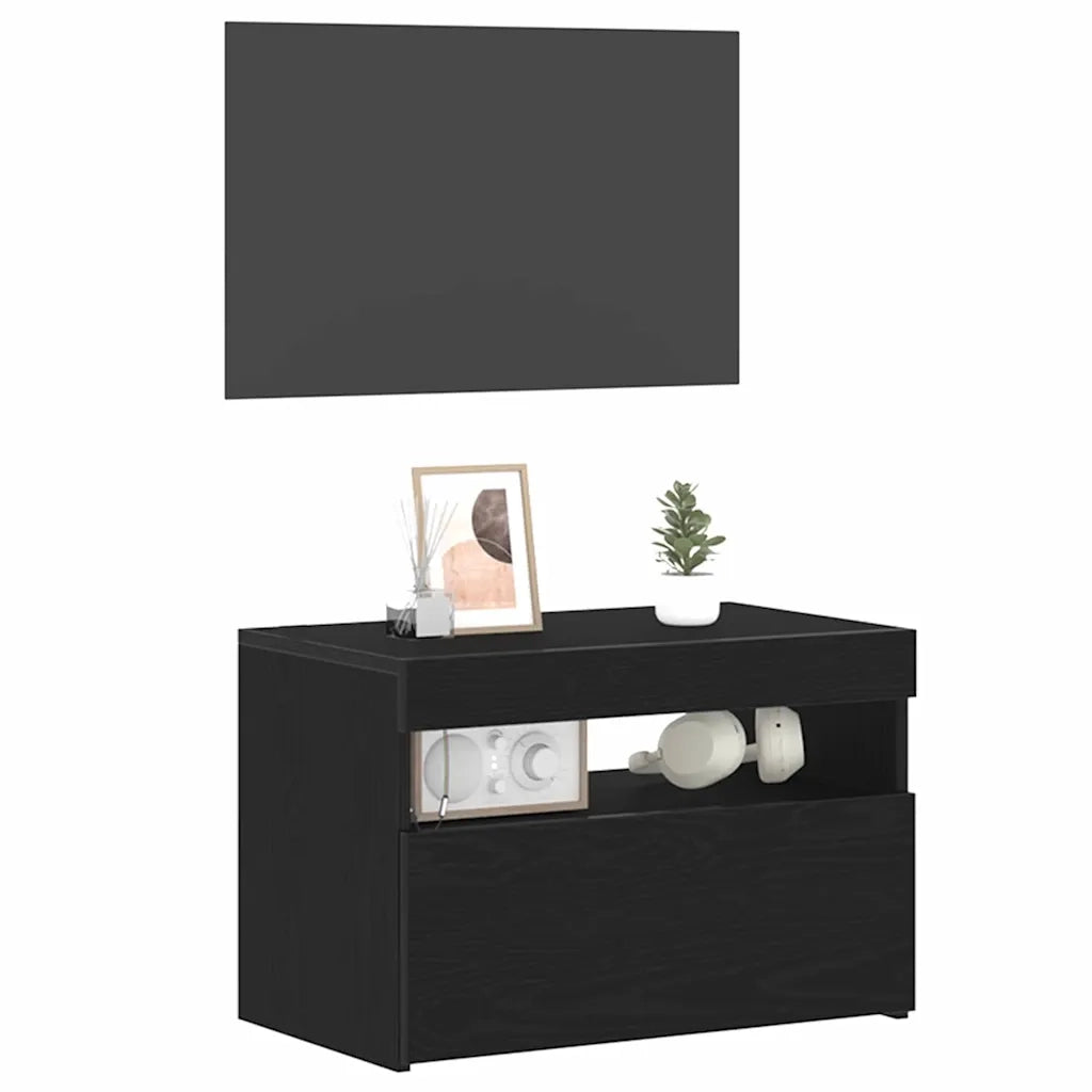 Comodino | Armadio da Notte | Mobiletto da notte Rovere Nero 60 x 35 x 40 cm Legno multistrato
