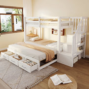 Letto a castello con funzione estraibile in legno bianco 90x200 cm