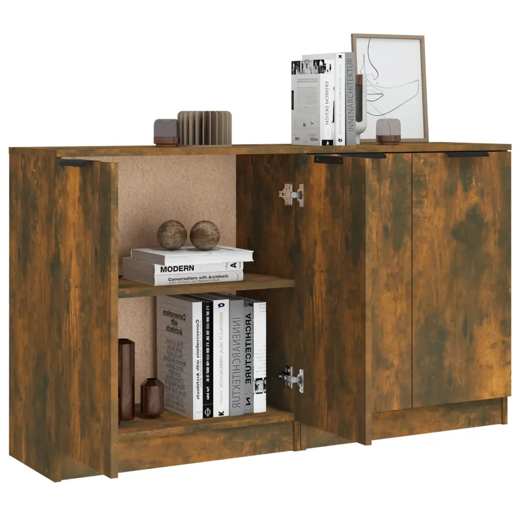 Credenze 2 pz | Madia | Buffet da pranzo | Armadio da pranzo Rovere Fumo 60x30x70 cm in Legno Multistrato