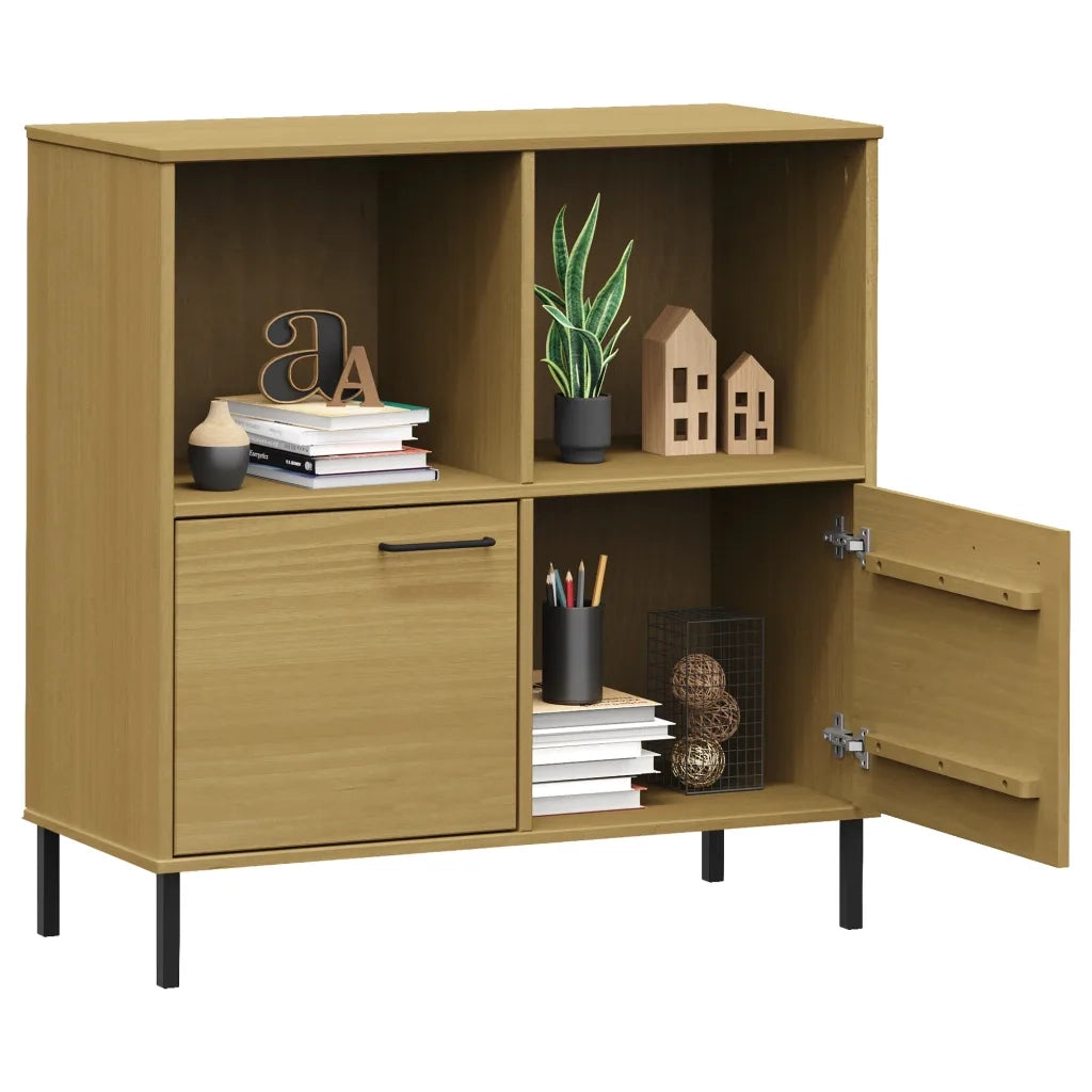 Libreria con Gambe-Scaffale per Libri-Mobile di Stoccaggio Metallo Marrone 90x35x90,5 cm Massello OSLO