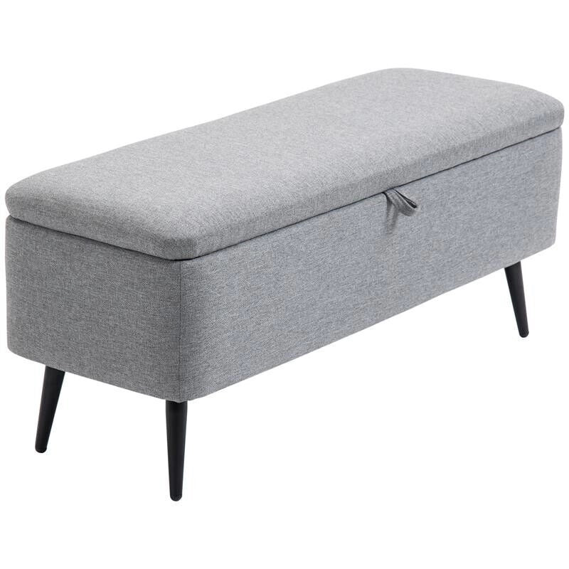 PANCA CONTENITORE IN TESSUTO EFFETTO VELLUTO, PER CAMERA, SOGGIORNO E INGRESSO, 101X38.5X44.5 CM, GRIGIO