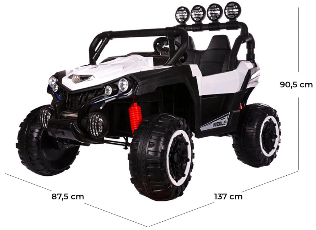 Macchina Elettrica per Bambini 2 Posti 12V Kidfun Maxi Fuoristrada Bianca