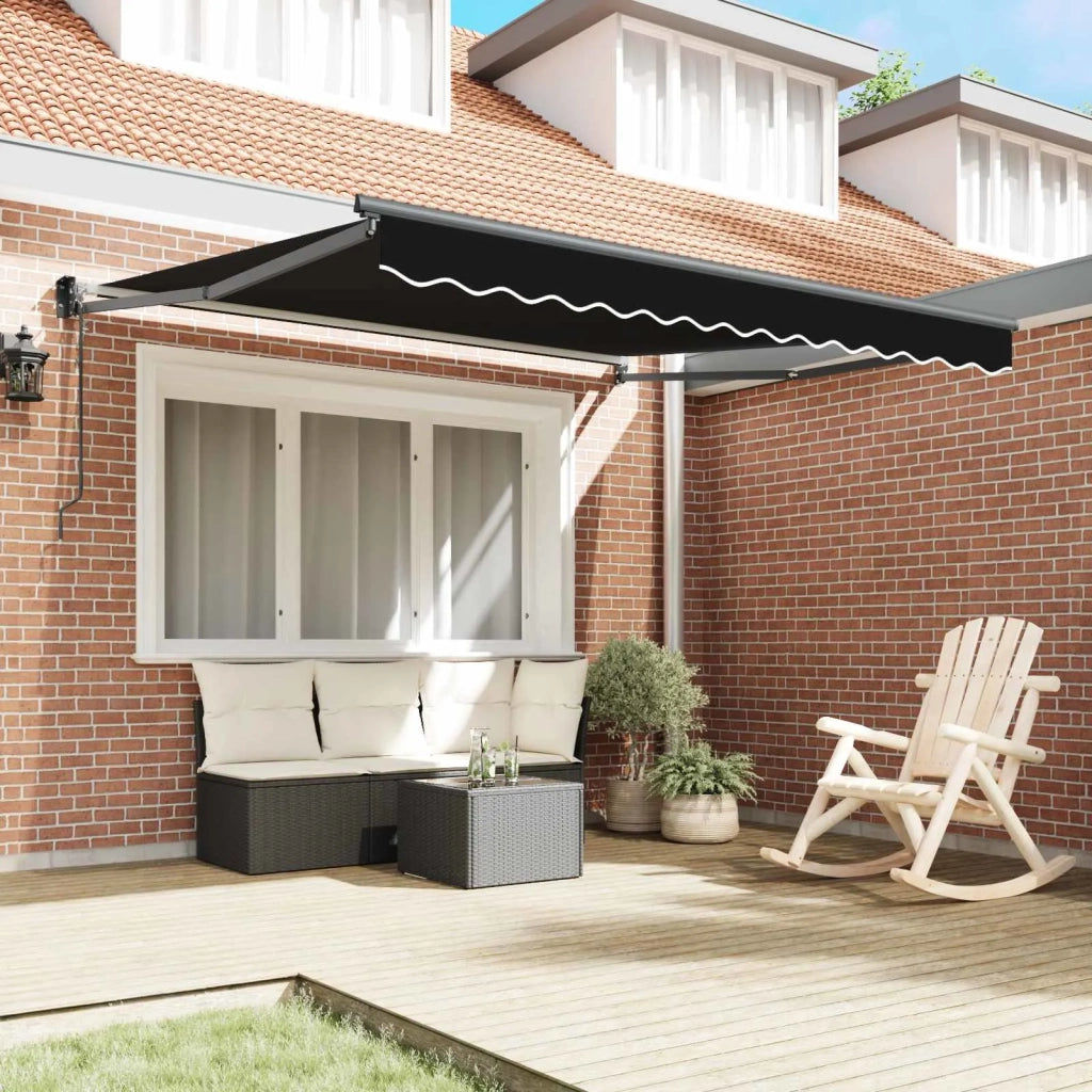 Tenda Retrattile Nero 350 x 250 cm Poliestere e Alluminio 3330332