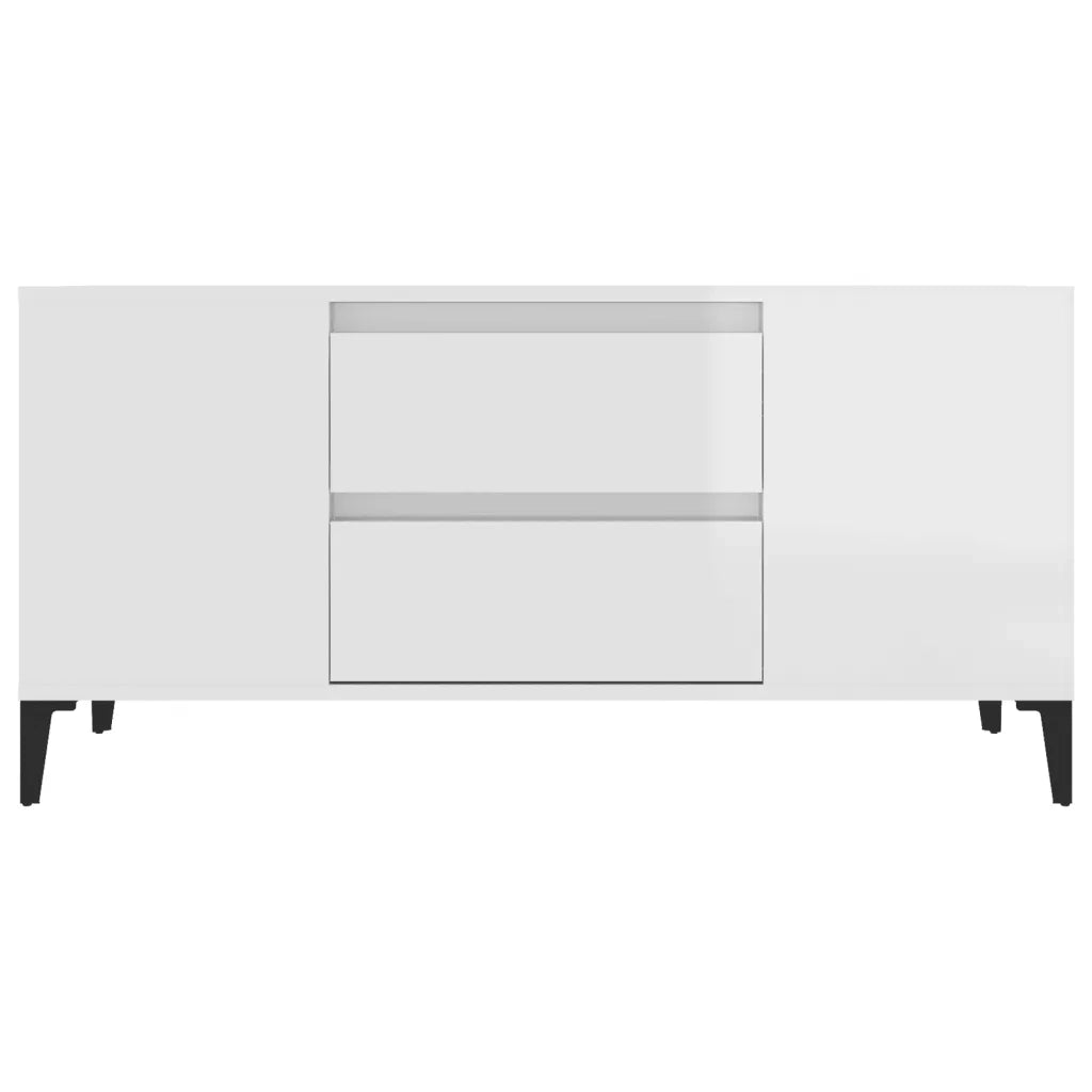 Mobile Porta TV Bianco Lucido 102x44,5x50 cm Legno Multistrato 819606