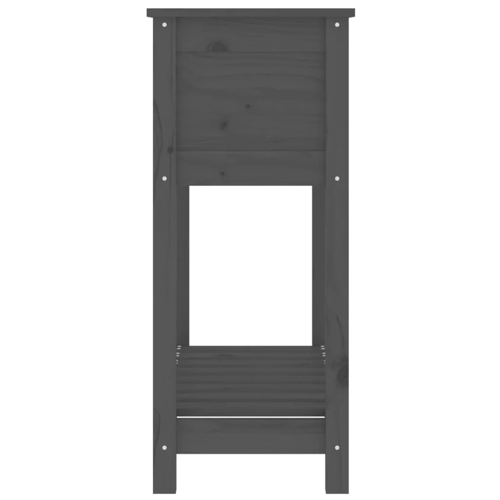 Fioriera rialzata per piante fiori patio giardino con ripiano 82,5 x 34,5 x 81 cm legno massello di pino grigio 02_0038400
