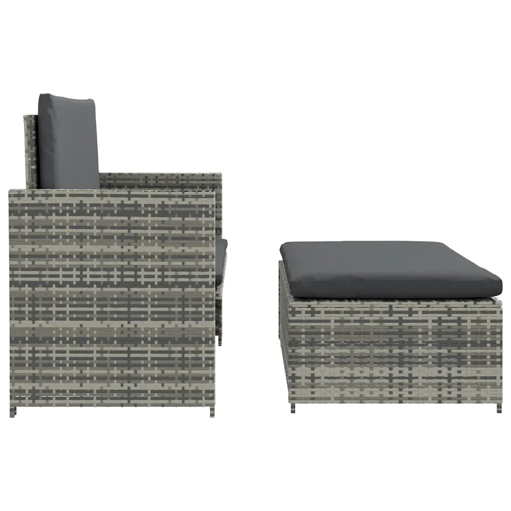 Set Divani da Giardino 2 pz con Cuscini in Polyrattan Grigio cod mxl 69922