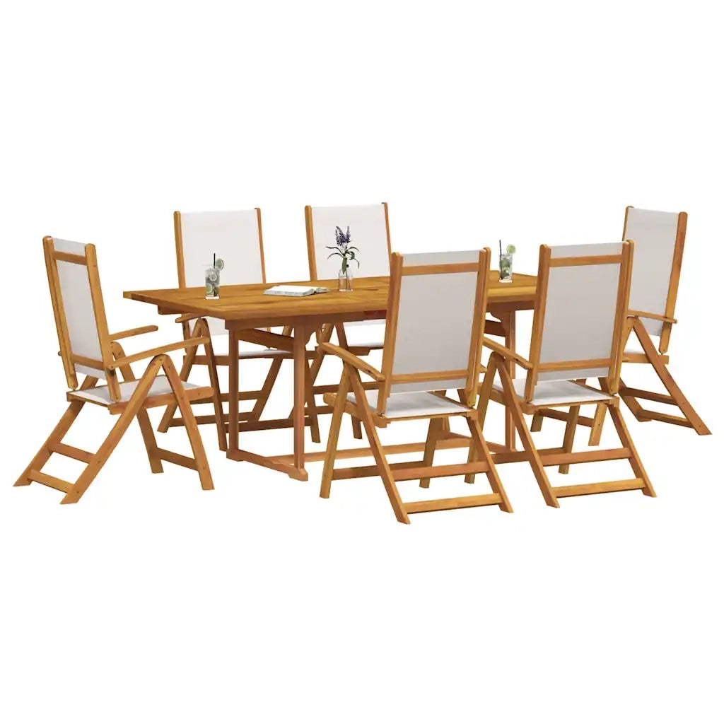 Set Pranzo da Giardino 7pz Legno Massello di Acacia e Textilene 3279289