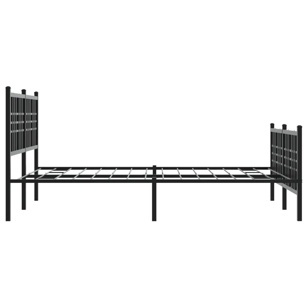 Giroletto con Testiera e Pediera-Struttura Letto Metallo Nero 137x190 cm 543109