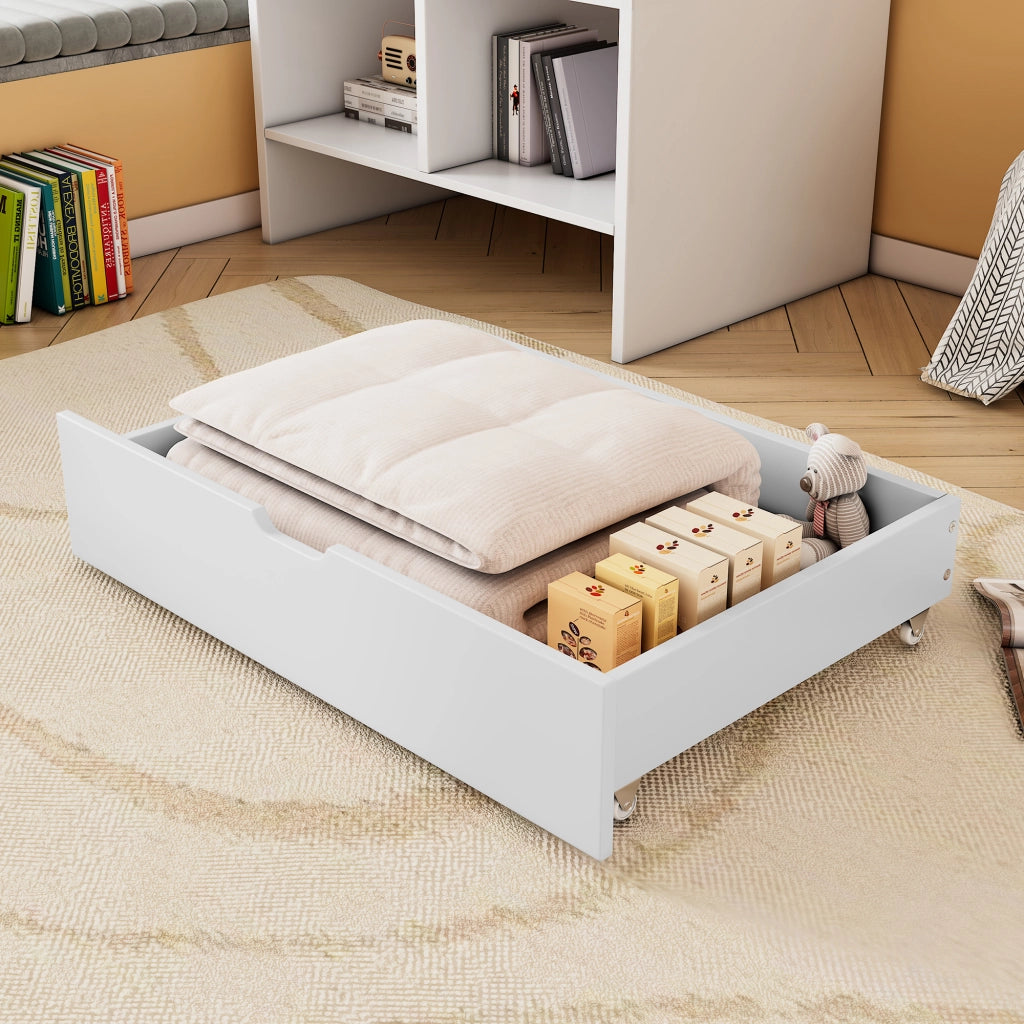 Cassetti contenitore sottoletto con 2 cassetti e ruote; in MDF; per camera da letto; 93x67x20 cm