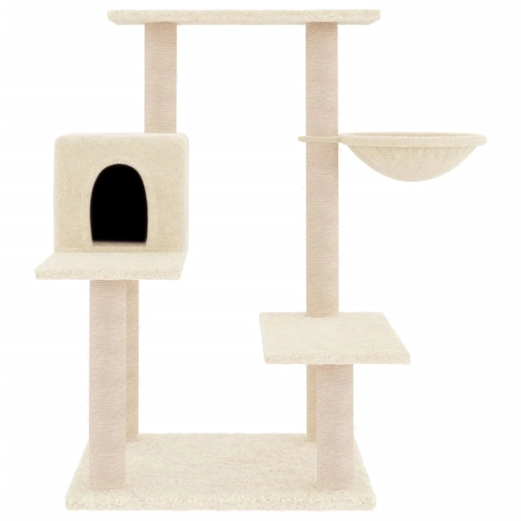 Tiragraffi per gatti Mobili per arrampicata su torre Tiragraffi piattaforma da arrampicata con tiragraffi in sisal 82,5 cm crema 02_0022525