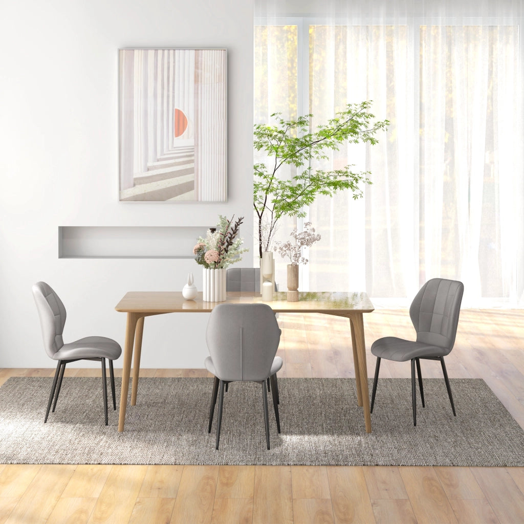 Set 4 Sedie da Pranzo Moderne ¨C Zephmum ¨C Grigio con Rivestimento in Tessuto