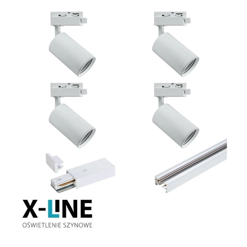 Kit binario bianco X-Line monofase 4 faretti GU10 2x1m DPM