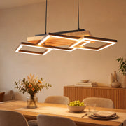 ZMH Lampada a Sospensione LED Legno 31W Moderna Dimmabile Per Tavolo da Pranzo Soggiorno Camera da Letto