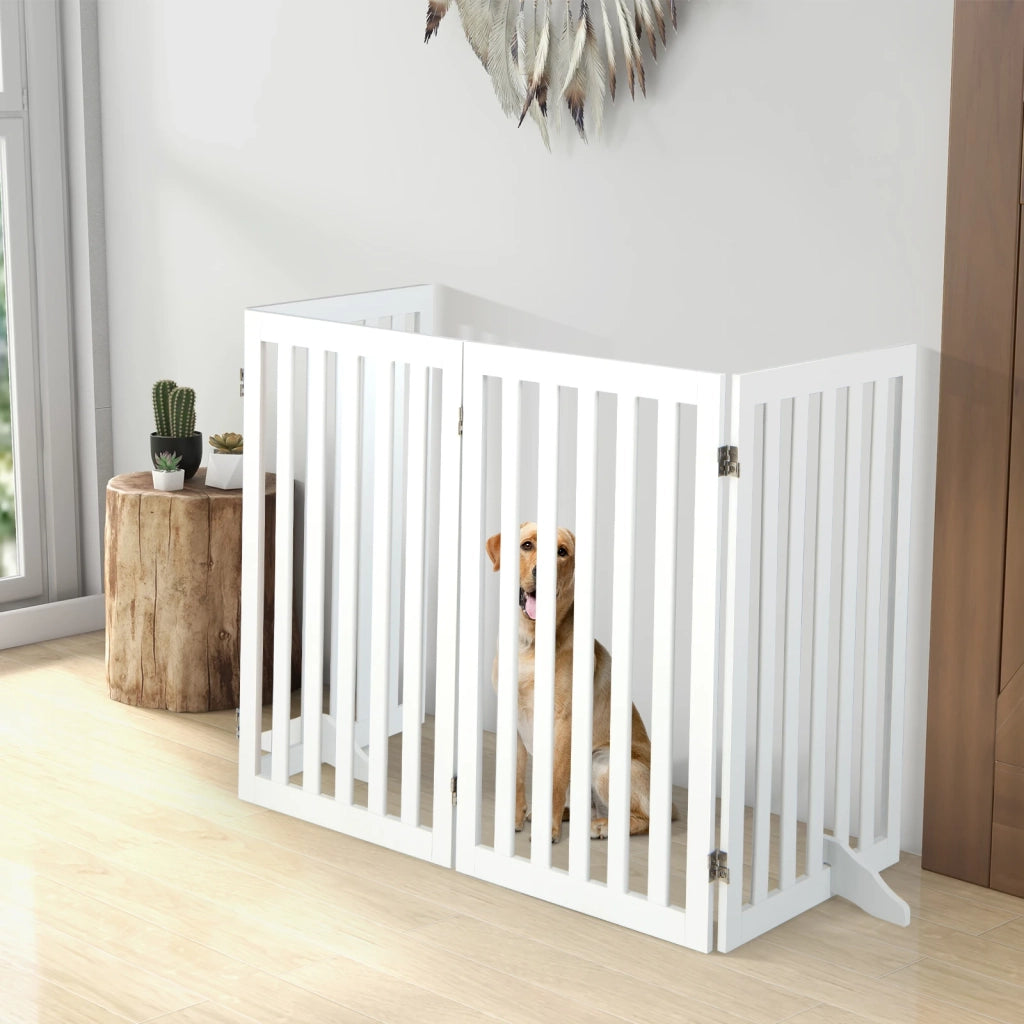 Barrier dogs 89cm high 4 panels safety gate wood folding white