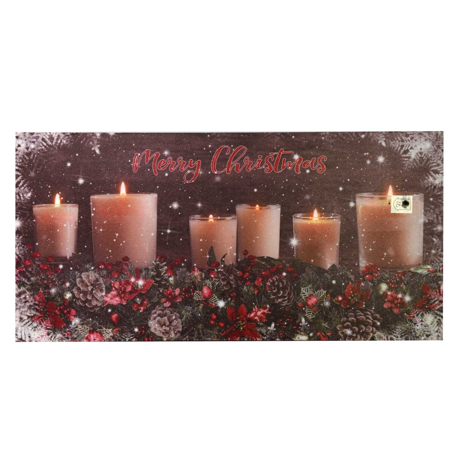 Quadro con led legno candele multicolor rettangolare cm 60x30xh1,8