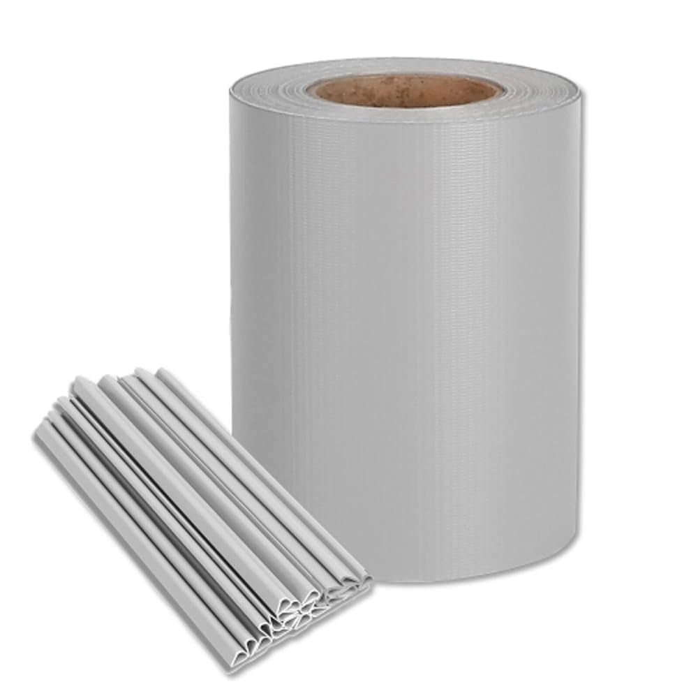 Fascia Coprente Ringhiere Effe PVC Grigio Chiaro H.cm 19 35 m con 20 Clips