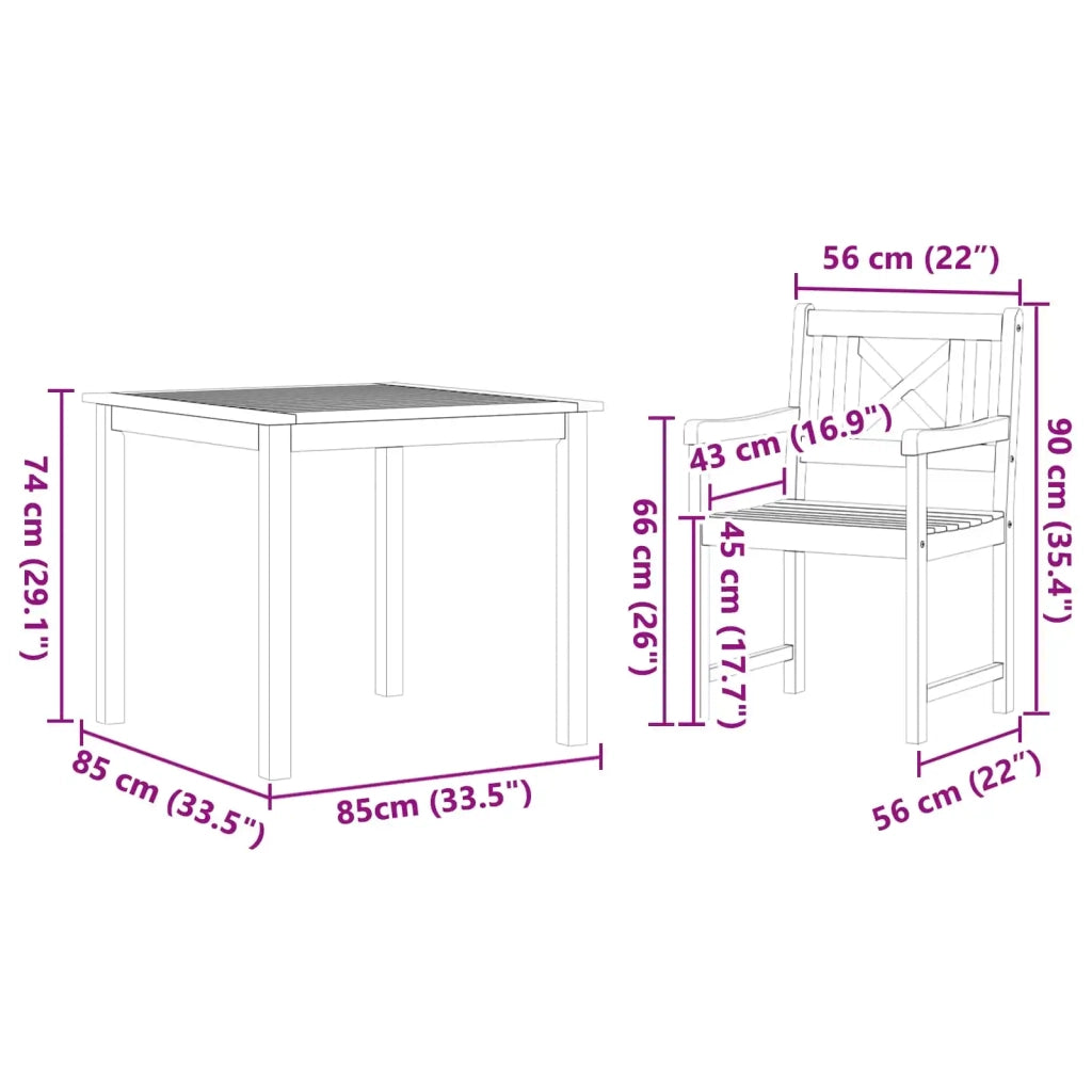 Set da Pranzo per Giardino 3 pz | Set Salotto da Giardino Marrone