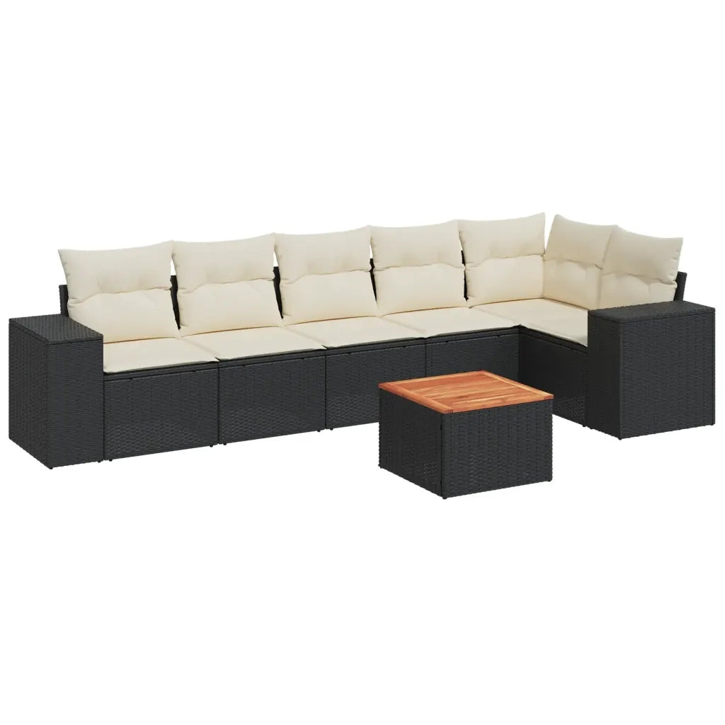 Set Divani da Giardino con Cuscini 7pz Nero Polyrattancod mxl 89459
