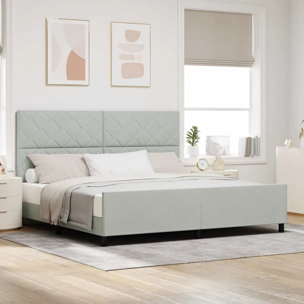 Letto a molle con testiera Grigio chiaro 200 x 200 cm Velluto 3345029