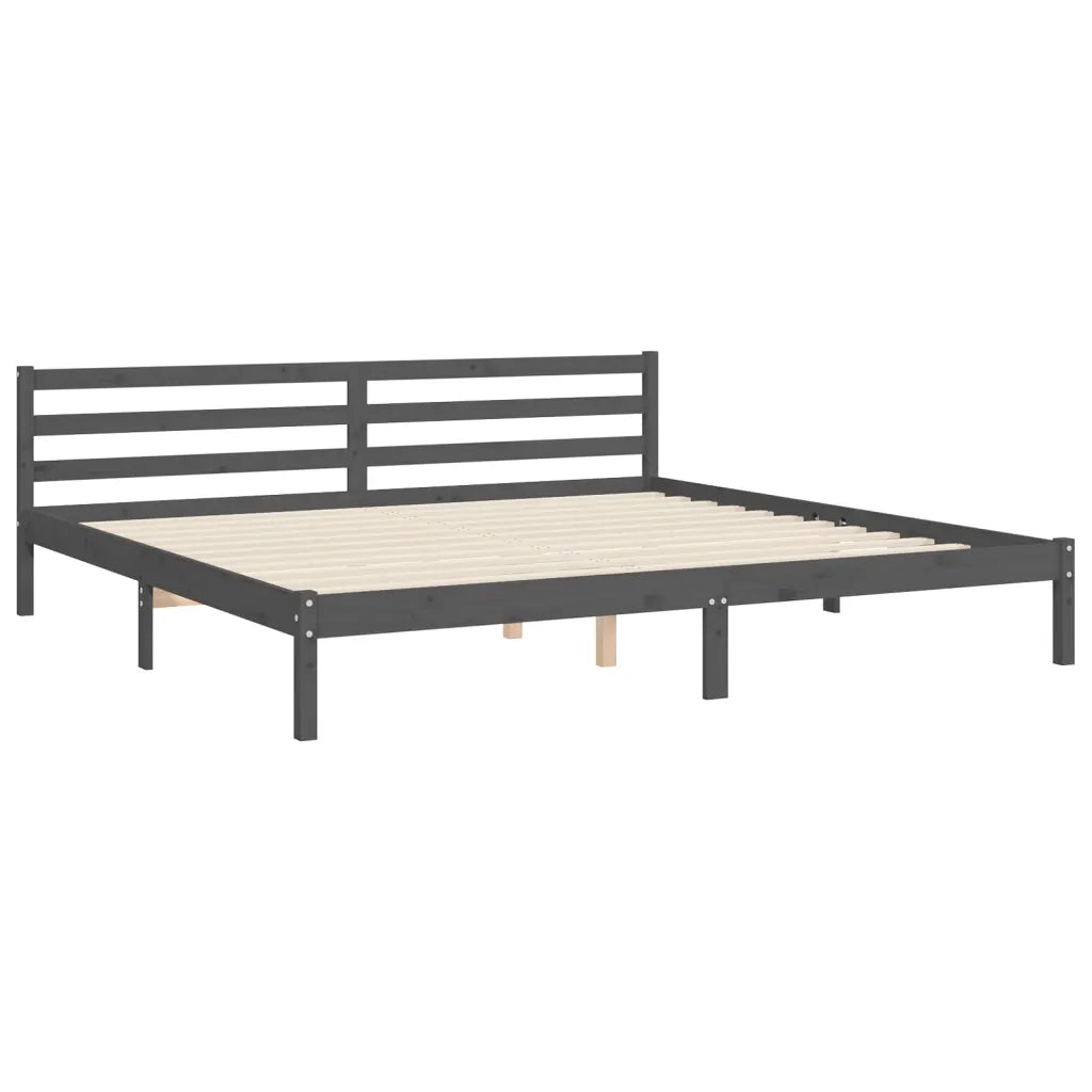 Giroletto con Testiera Grigio 200x200 cm in Legno Massello 3193878