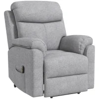 Poltrona Alzapersona Reclinabile con Poggiapiedi, in Tessuto effetto Lino, 83x89x102 cm, Grigio