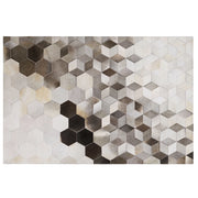 Tappeto in pelle di vacchetta Capelli grigi su pelle Motivo patchwork geometrico 160 x 230 cm