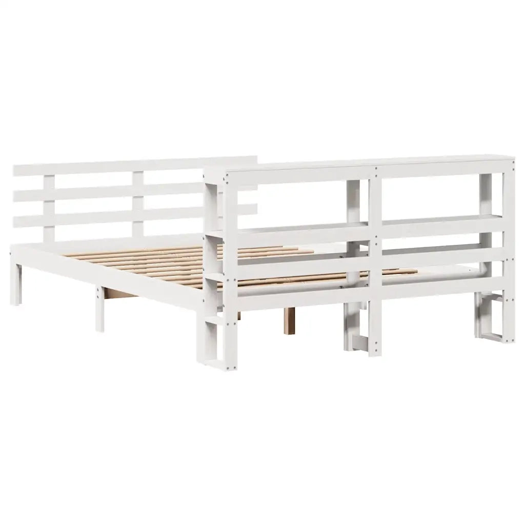 vidaXL Giroletto con Testiera Bianco 150x200 cm Legno Massello di Pino