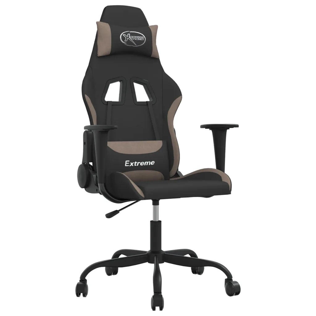 Sedia da Gaming | Sedia da e-sports Nero e Tortora in Tessuto