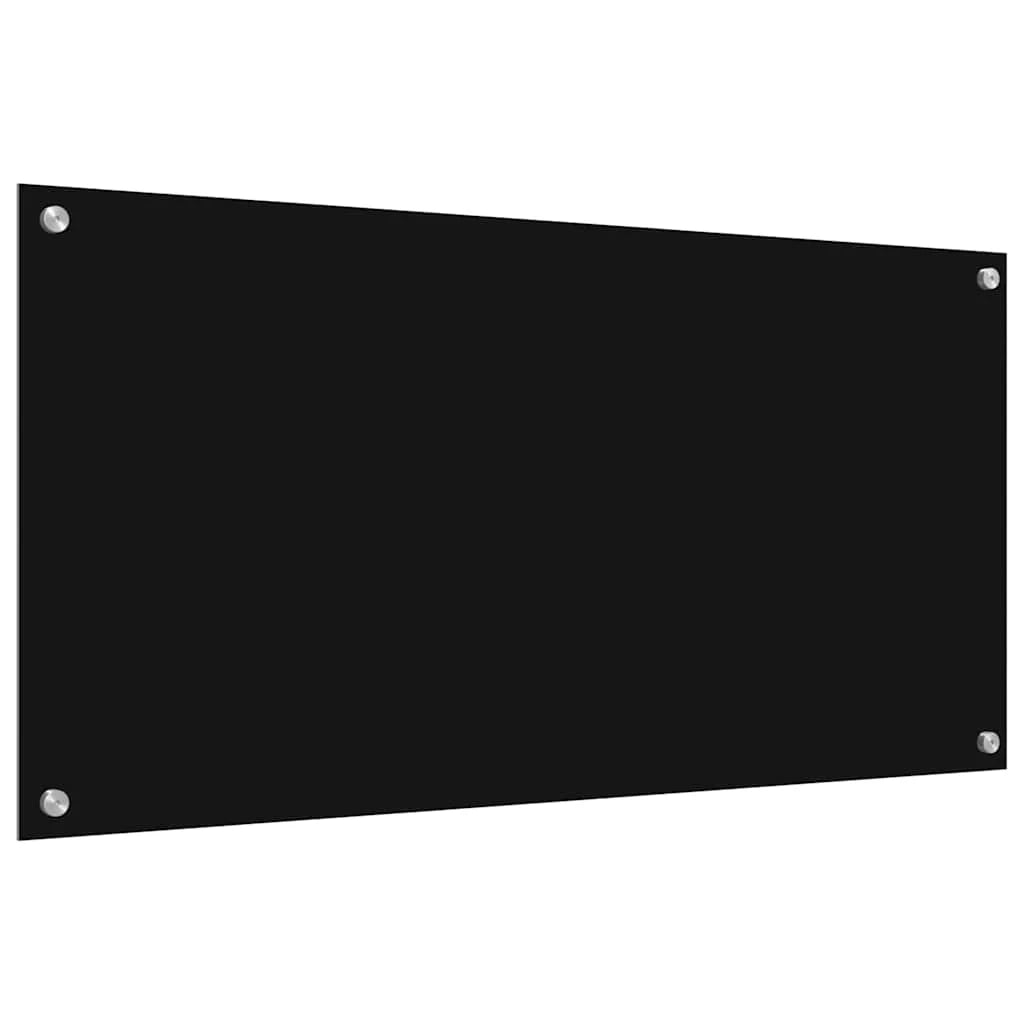 Set di 2 pannelli paraschizzi per cucina resistenti al calore 100 x 50 cm design moderno interno in vetro temperato nero 02_0056316