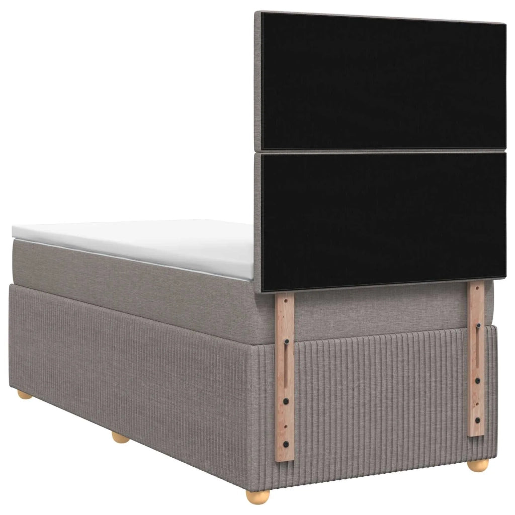 Letto Box Spring LED con Materasso Tortora 100 x 200 cm Tessuto 3455794