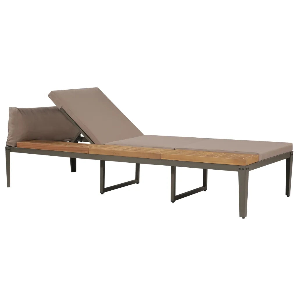 Lettino Prendisole con Cuscini in Massello Acacia Marrone 44249