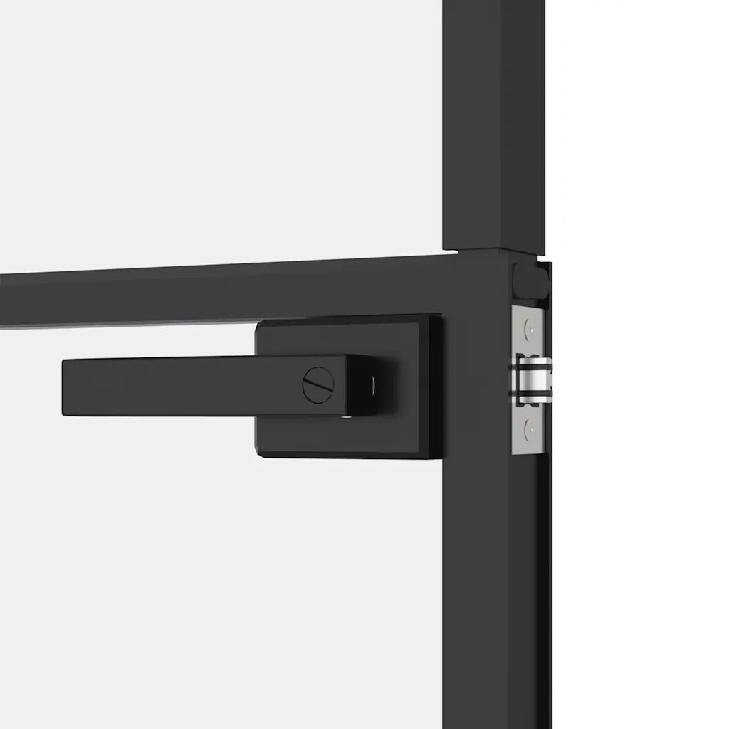 Porta Interna Nera 102x201,5 Vetro Temperato Alluminio Sottile 153661