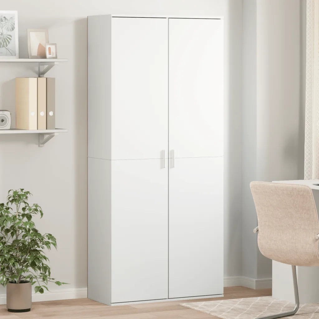 Credenza-Buffet-Armadio da cucina Bianca 80x35x180 cm in Legno Multistrato