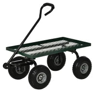 Carrello da Giardino in Acciaio con Capacità 150 kg e Maniglia Rivestita, 94x48.5x100 cm, Nero e Verde