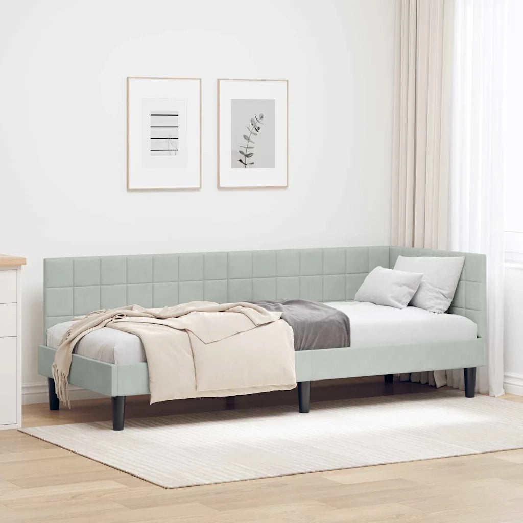 Letto singolo | Letto per adulti | Cornice del letto ad angolo Grigio chiaro 80 cm x 200 cm