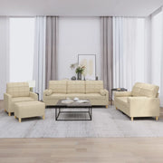 Set Divani 4 pz con Cuscini Crema in Tessuto
