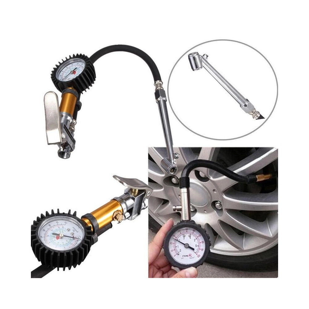 Trade Shop - Pistola Manometro Gonfiaggio Sconfiaggio Ruote Auto Compressori Attacco 1/4" -