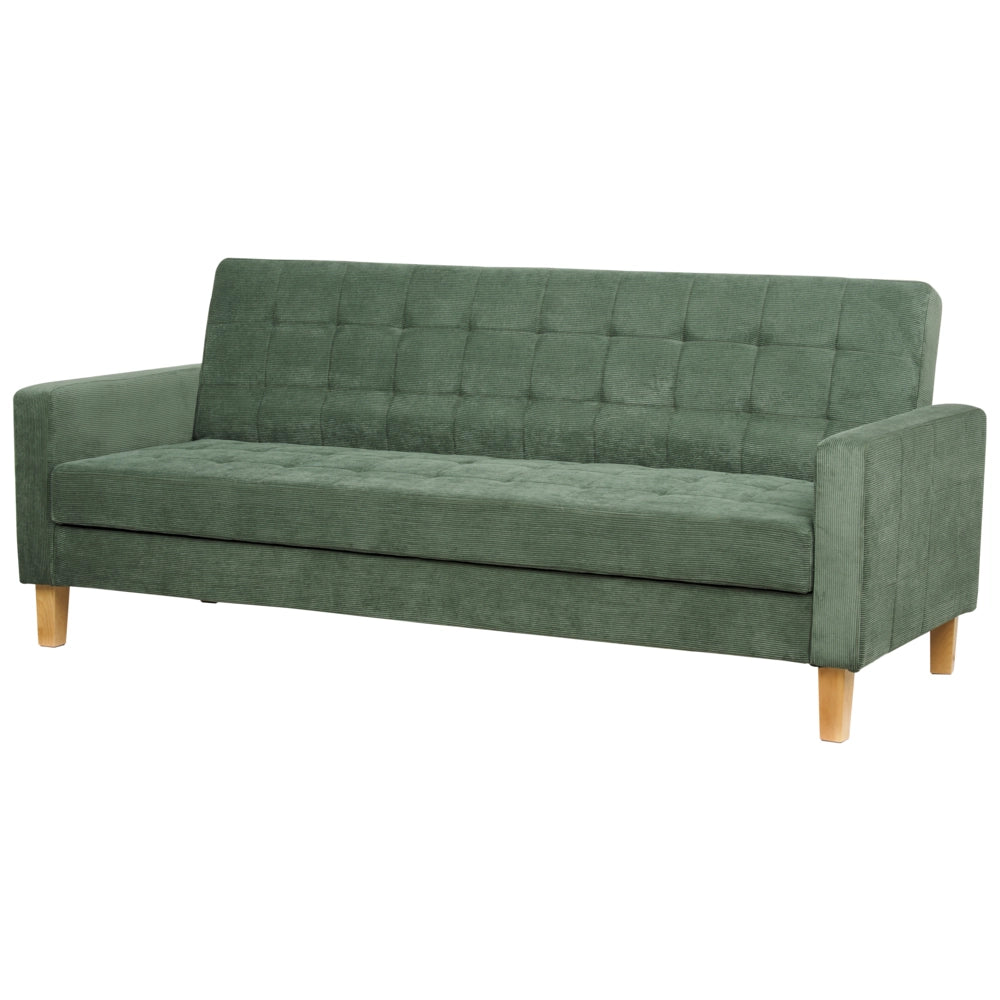 Divano letto in tessuto verde scuro 3 posti imbottito Trapuntato Click Clack