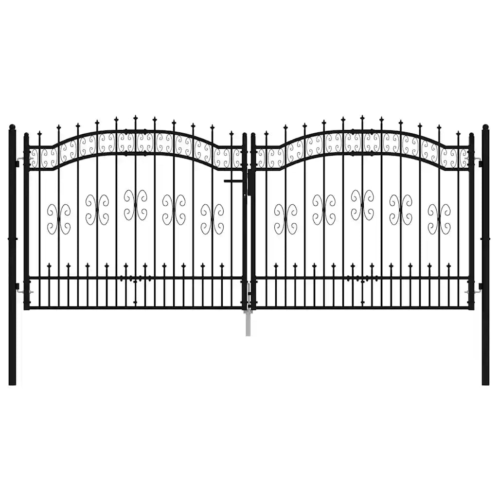 Recinzione Cancello con Punta a Lancia Nera 305x173cm Acciaio cod mxl 42301