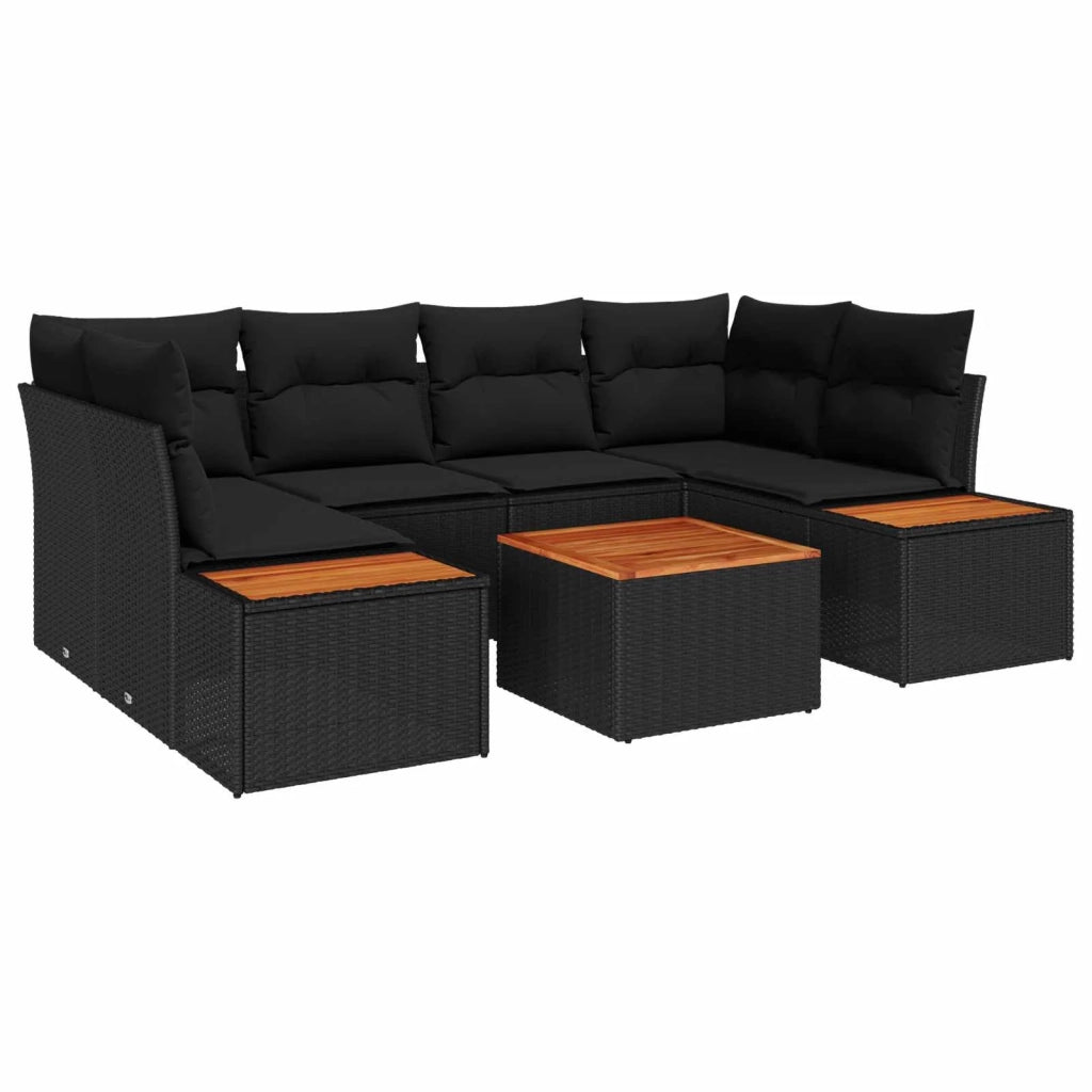 Set Divano da Giardino con cuscino 6 pcs Nero Poly Rattan 3356703