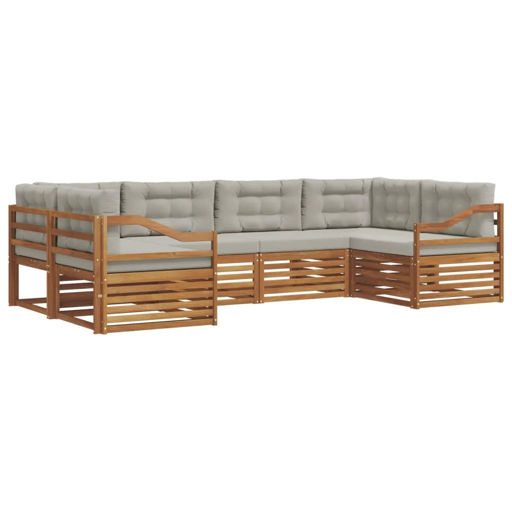 Set di divani da esterno 6 pcs Grigio Naturale e Chiaro