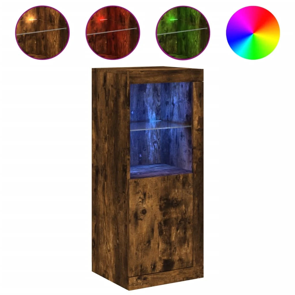 Credenza cassettiera armadio mobile contenitore organizer per cucina soggiorno salotto con luci LED 41 x 37 x 100 cm marrone 02_0029883