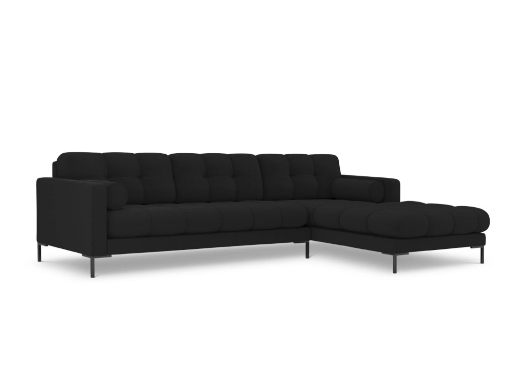 Cosmopolitan Design - Divano angolare destro "Bali" 5 posti in tessuto strutturato nero 