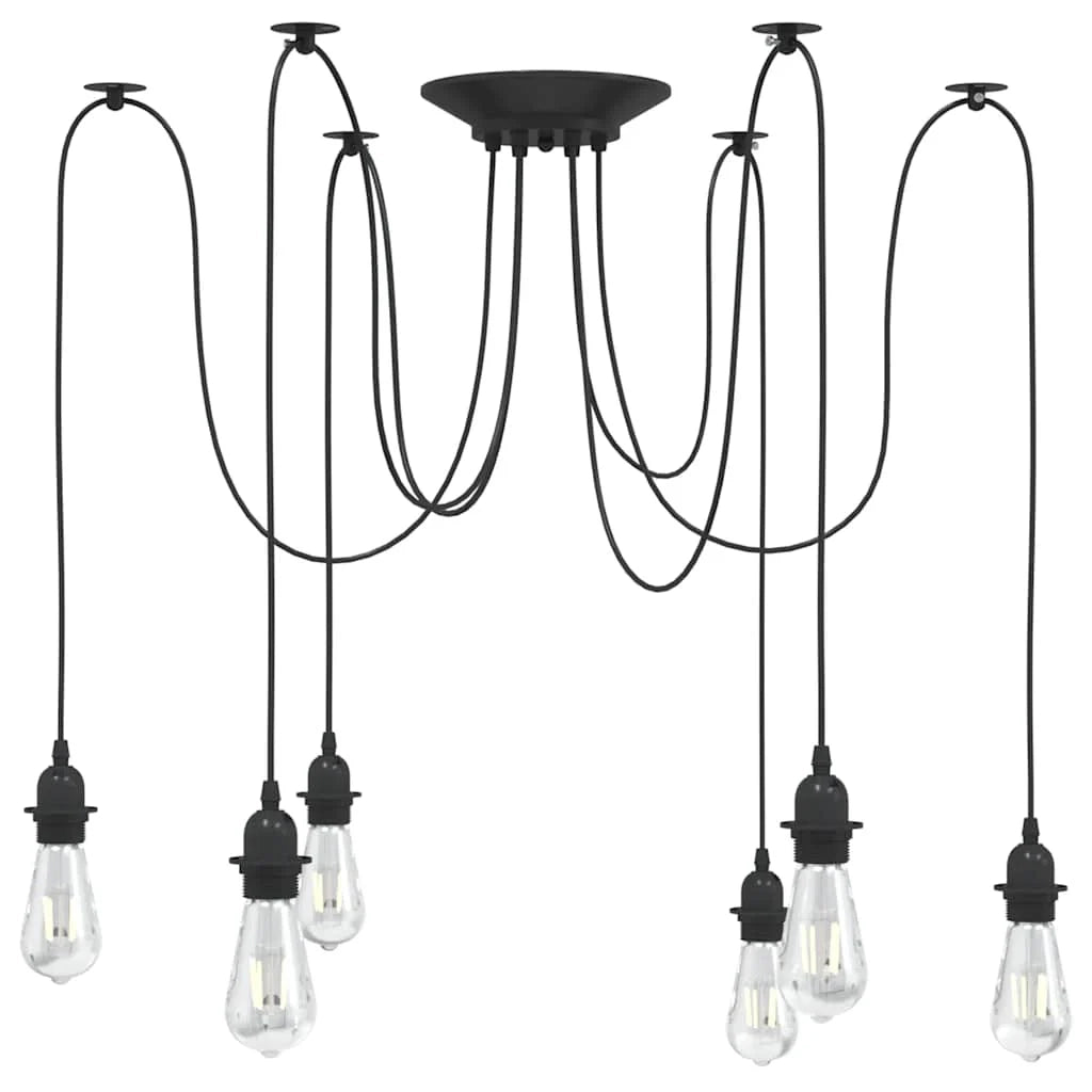Lampada a sospensione vintage regolabile 157 cm 6 portalampade stile moderno metallo nero sala da pranzo 02_0058022