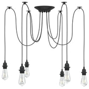 Lampada a sospensione vintage regolabile 157 cm 6 portalampade stile moderno metallo nero sala da pranzo 02_0058022