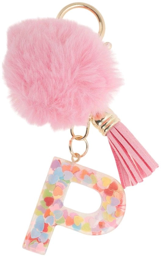 Sostituto di Chiave con Palla in Pelle - Sostituto di Chiave per Ragazze - Sostituto di Chiave con Lettere Iniziali - Resina Duratura - Robusto e Carino - 11 cm Lungo - Sostituto di Chiave con Anello