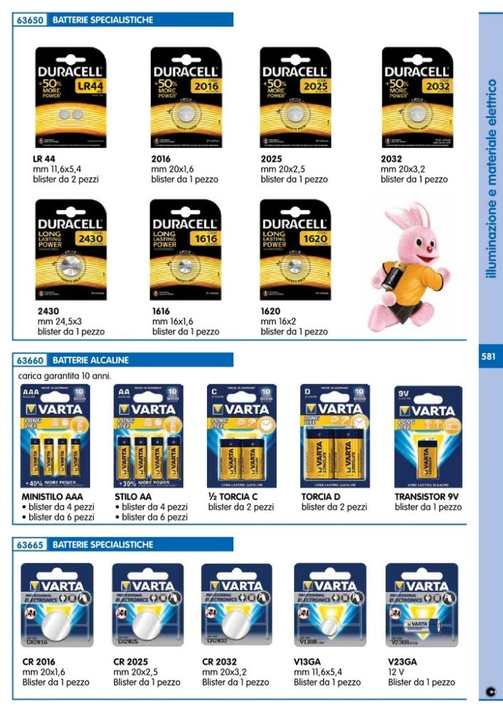 10pz varta batteria a bottone cr2032 bl.1pz cod:ferx.93490