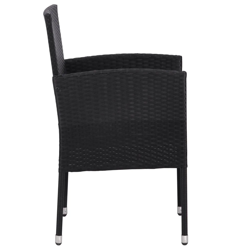Set da Pranzo da Giardino 5 pz Nero in Polyrattan e Acciaio 3203313