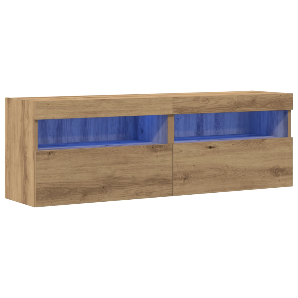 Armadi per TV  con luci LED 2 pz Rovere Artigianale 60x30x40 cm